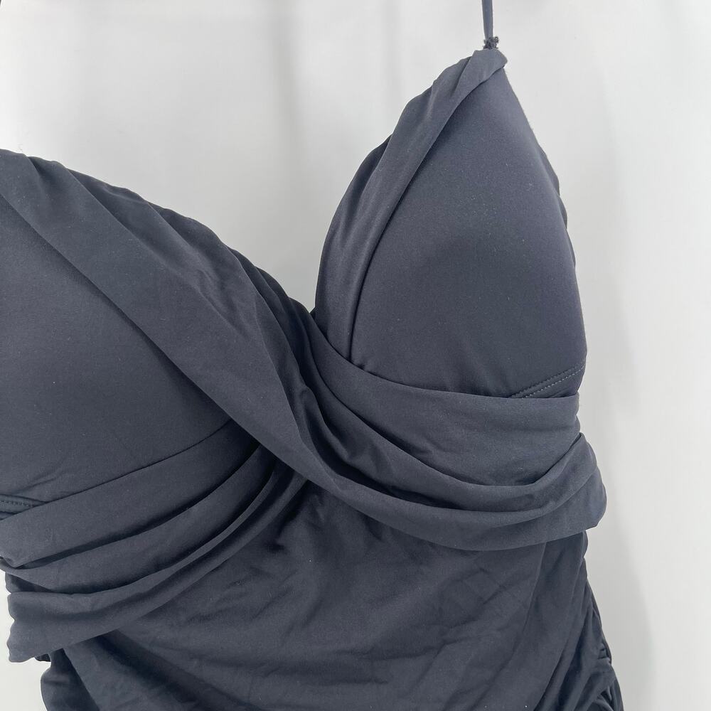 LA BLANCA Swimsuit SZ 14 One Piece Black NEW Twist Bandeau Halter/Strapless - Picture 12 of 16